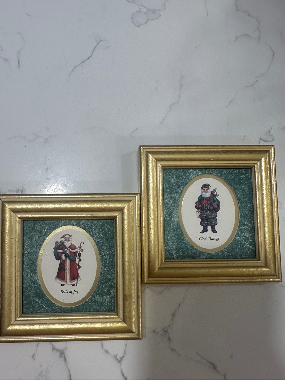 'Bells Of Joy' and 'Glad Tidings' Gold Wall Plaques - Set of 2